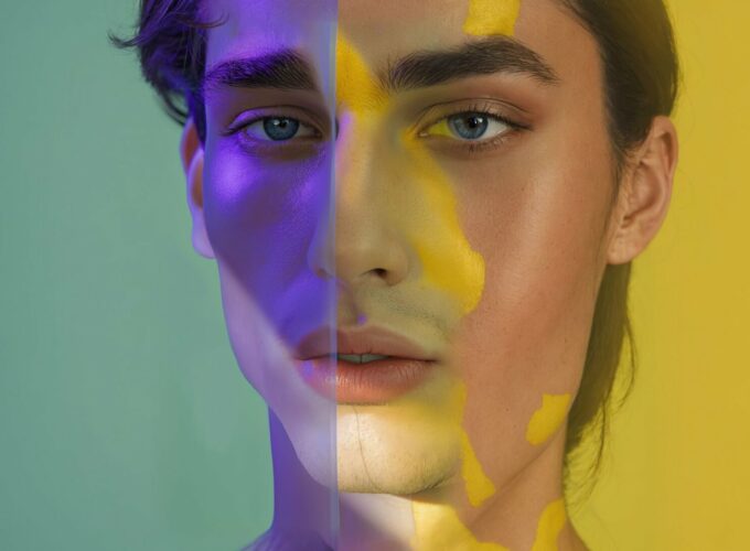 Dual-Toned Portrait of Man